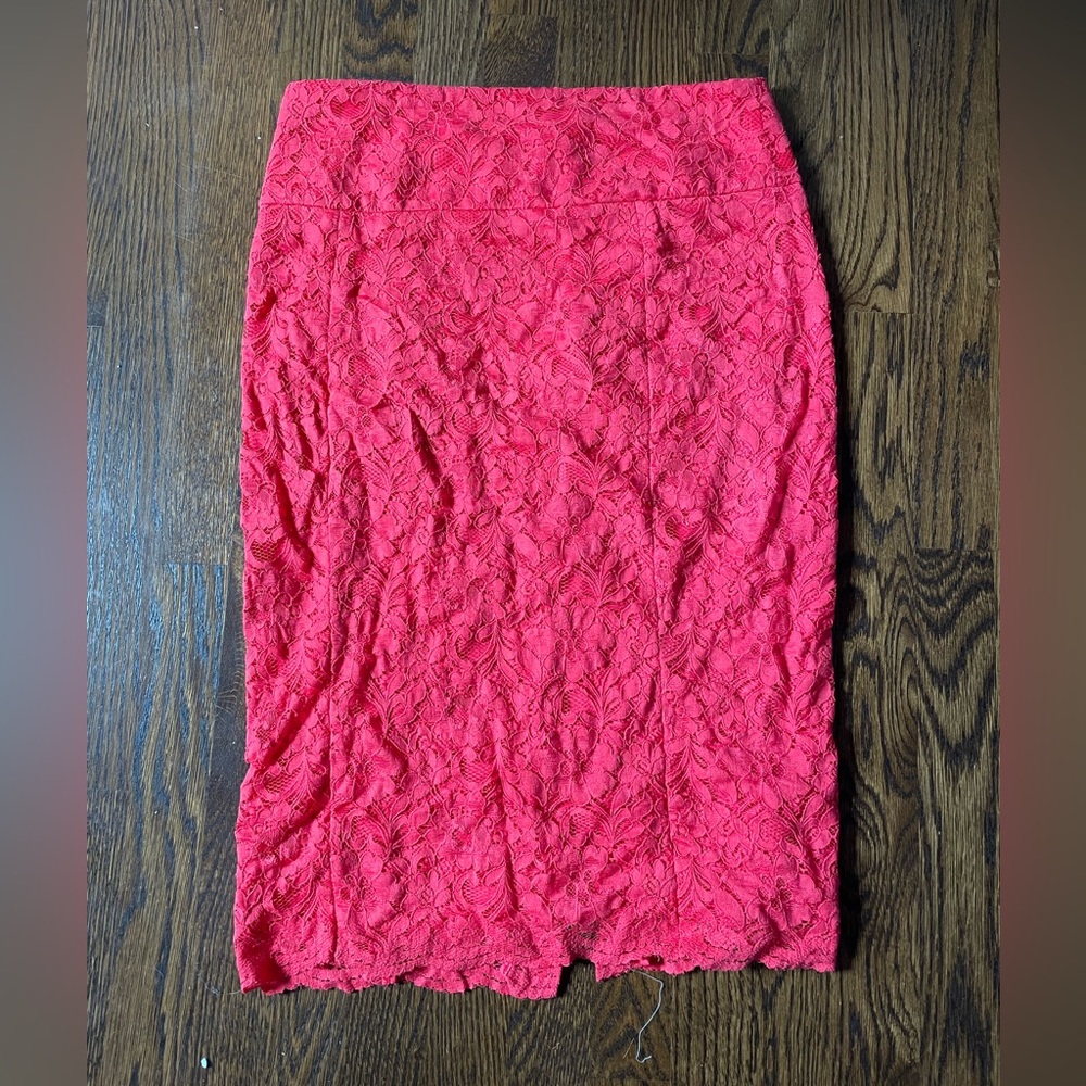 Express Red lace high waisted pencil skirt